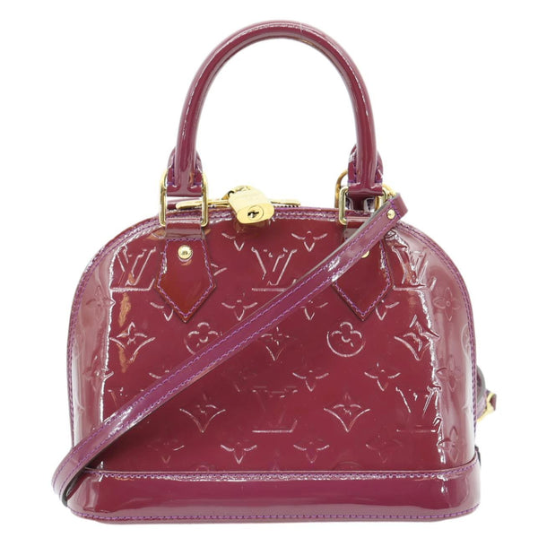LOUIS VUITTON Alma BB Monogram Vernis Satchel Bag Red