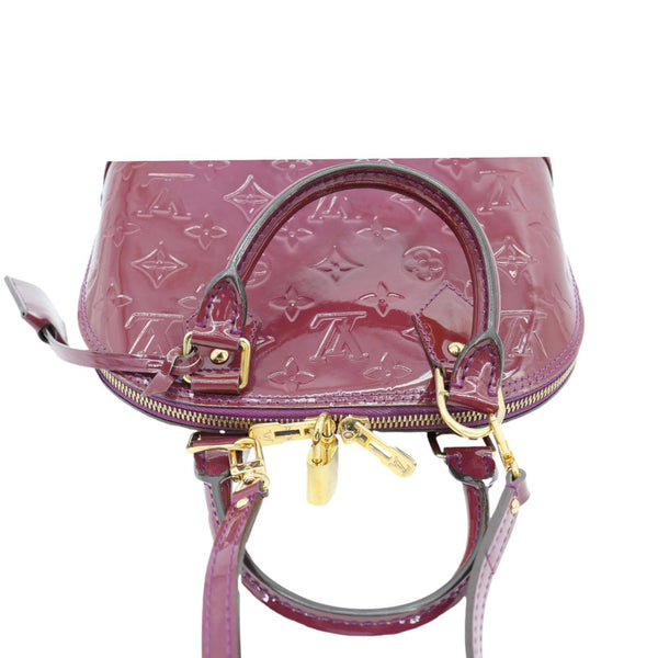 LOUIS VUITTON Alma BB Monogram Vernis Satchel Bag Red