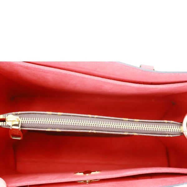 LOUIS VUITTON Flower Monogram Canvas Tote Shoulder Bag Coquelicot