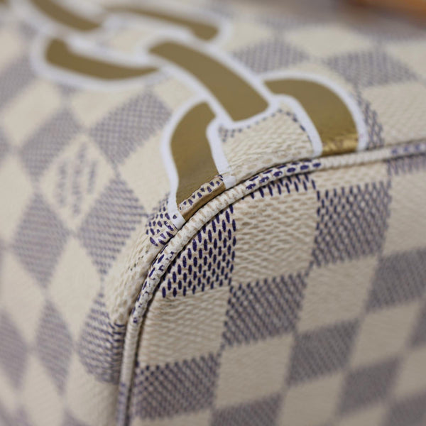 LOUIS VUITTON Neverfull Nautical MM Damier Azur Tote Shoulder Bag White
