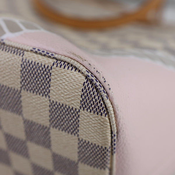 LOUIS VUITTON Neverfull Nautical MM Damier Azur Tote Shoulder Bag White