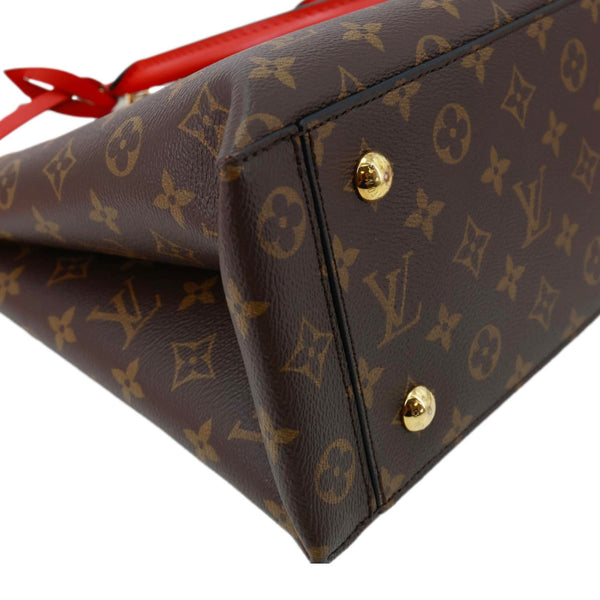 LOUIS VUITTON Flower Monogram Canvas Tote Shoulder Bag Coquelicot