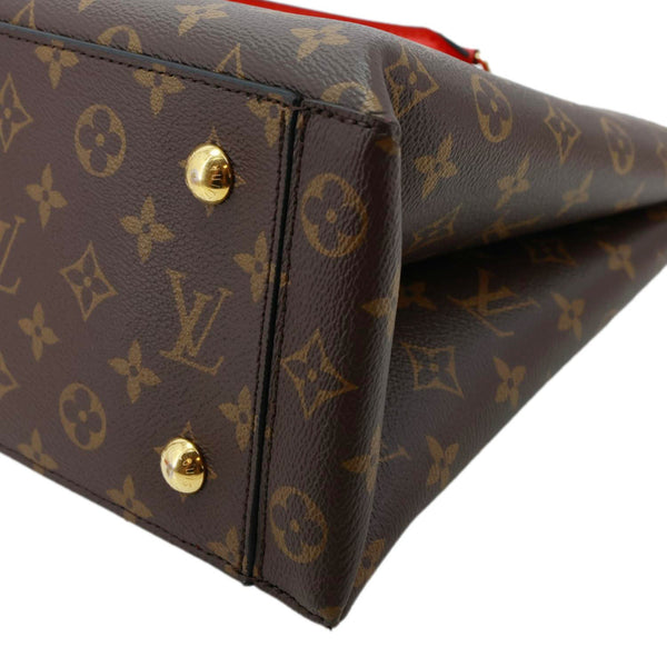 LOUIS VUITTON Flower Monogram Canvas Tote Shoulder Bag Coquelicot