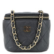 CHANEL Vanity Case Mini Quilted Caviar Leather Chain Crossbody Bag Black