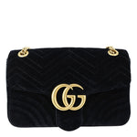 GUCCI GG Marmont Medium Matelasse Velvet Shoulder Bag Black 443496