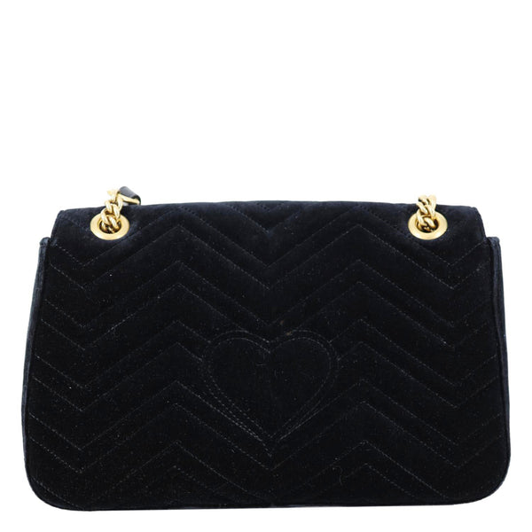 GUCCI GG Marmont Medium Matelasse Velvet Shoulder Bag Black 443496