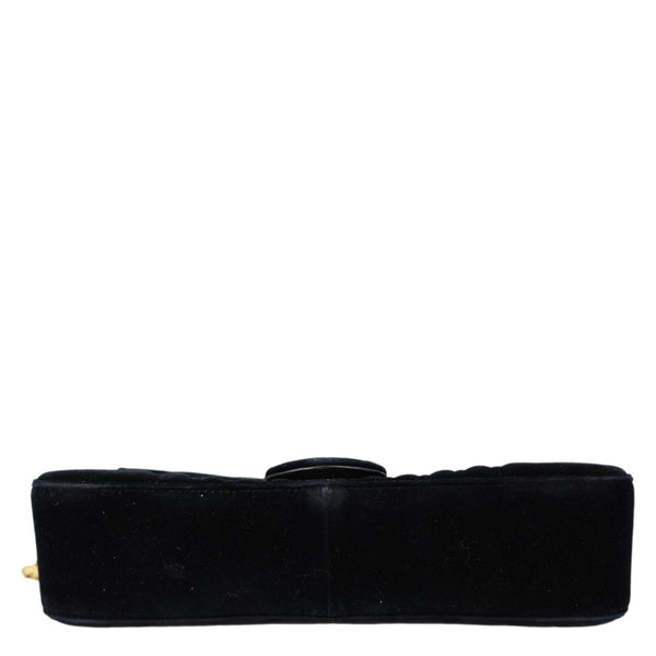 GUCCI GG Marmont Medium Matelasse Velvet Shoulder Bag Black 443496