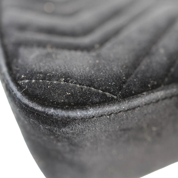 GUCCI GG Marmont Medium Matelasse Velvet Shoulder Bag Black 443496