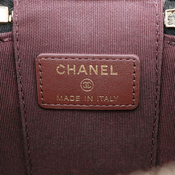 CHANEL Vanity Case Mini Quilted Caviar Leather Chain Crossbody Bag Black