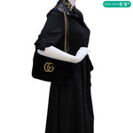 GUCCI GG Marmont Medium Matelasse Velvet Shoulder Bag Black 443496