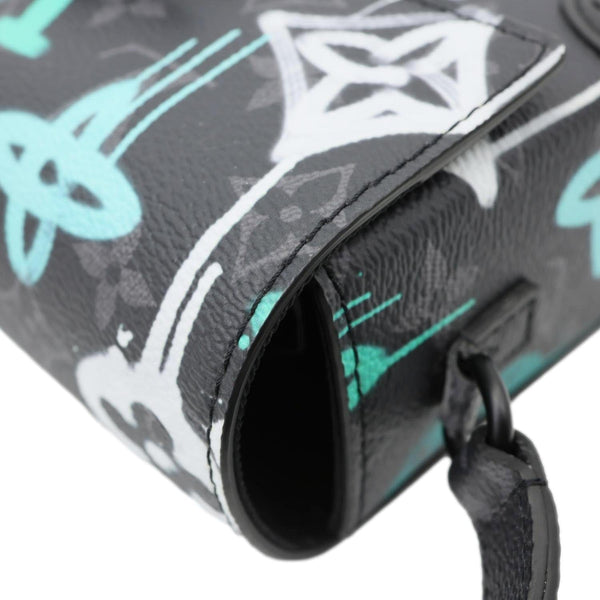 LOUIS VUITTON Graffiti LV Steamer Monogram Eclipse Canvas Crossbody Wallet Grey