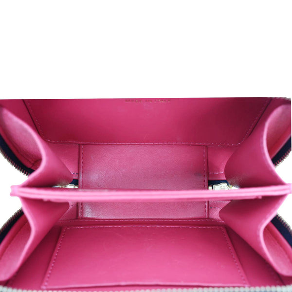 CHANEL Woven Chain Vanity Case Mini Patent Leather Top Handle Shoulder Bag Blue