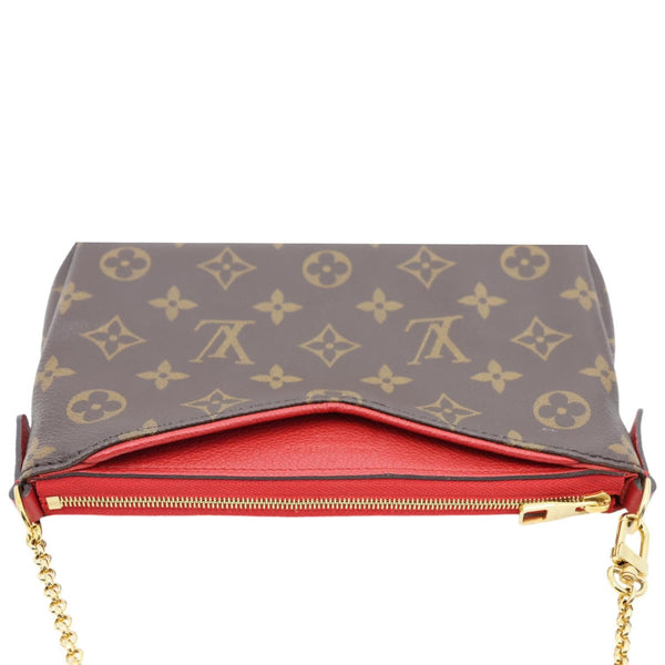 LOUIS VUITTON Pallas Monogram Canvas Clutch Crossbody Bag Red