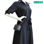CHANEL Vanity Case Mini Quilted Caviar Leather Chain Crossbody Bag Black