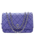 CHANEL Fancy CC Blue Quilted Calfskin Leather Wallet On Chain Bag