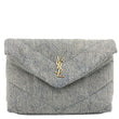 YVES SAINT LAURENT Loulou Toy Y Quilted Denim Pouch Bag Blue
