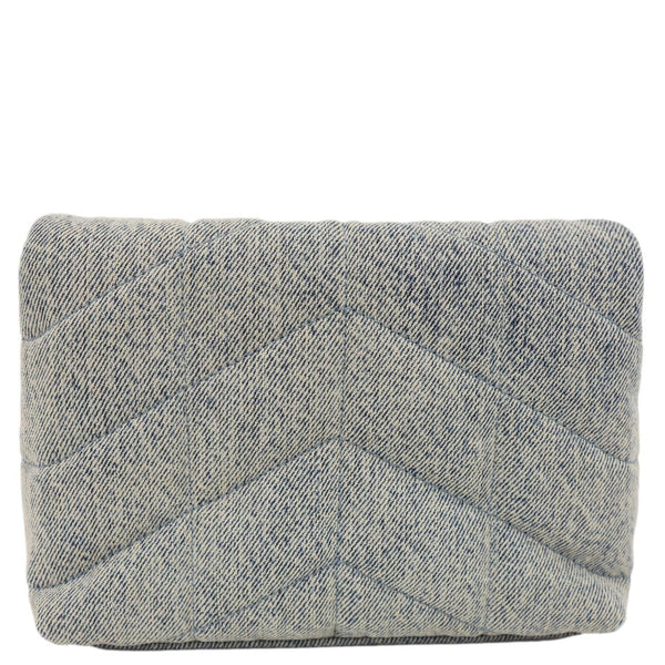 YVES SAINT LAURENT Loulou Toy Y Quilted Denim Pouch Bag Blue