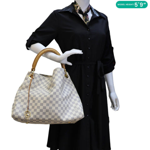 LOUIS VUITTON Artsy MM Damier Azur Hobo Bag White