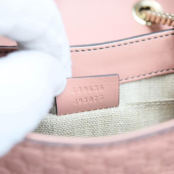 GUCCI Emily Mini GG Leather Chain Shoulder Bag Pink 449636