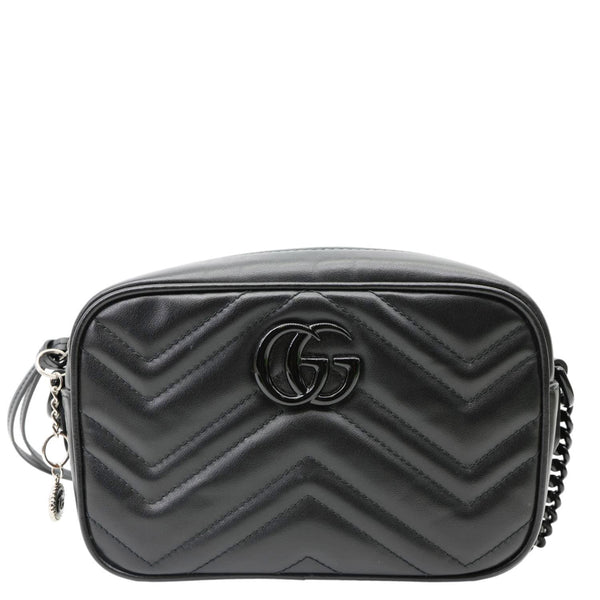 GUCCI GG Marmont Mini Matelasse Chevron Leather Camera Bag Black 634936