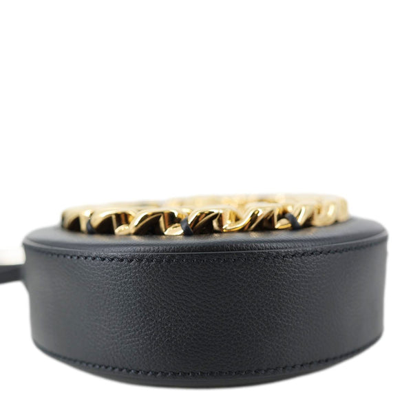VERSACE La Medusa Mini Calfskin Leather Round Crossbody Bag Black