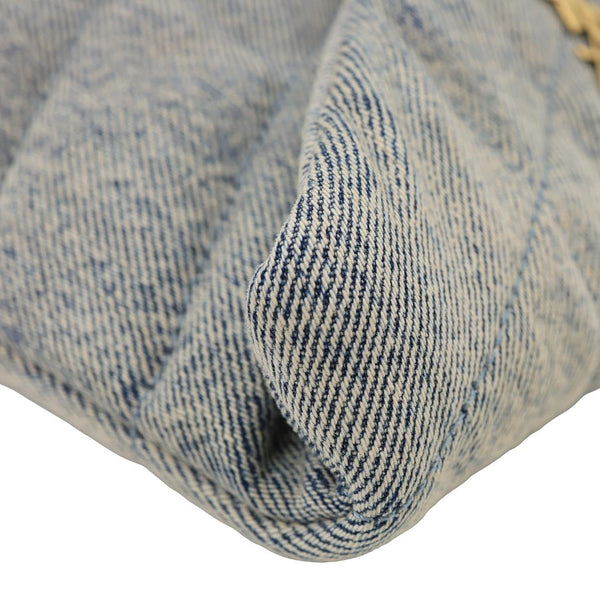 YVES SAINT LAURENT Loulou Toy Y Quilted Denim Pouch Bag Blue