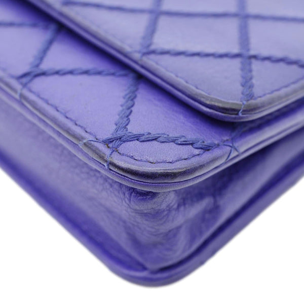 CHANEL Fancy CC Quilted Calfskin Leather Wallet On Chain Bag Blue