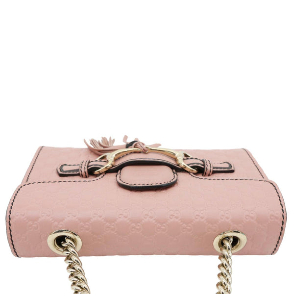GUCCI Emily Mini GG Leather Chain Shoulder Bag Pink 449636