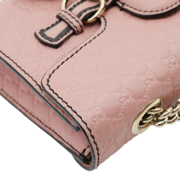 GUCCI Emily Mini GG Leather Chain Shoulder Bag Pink 449636