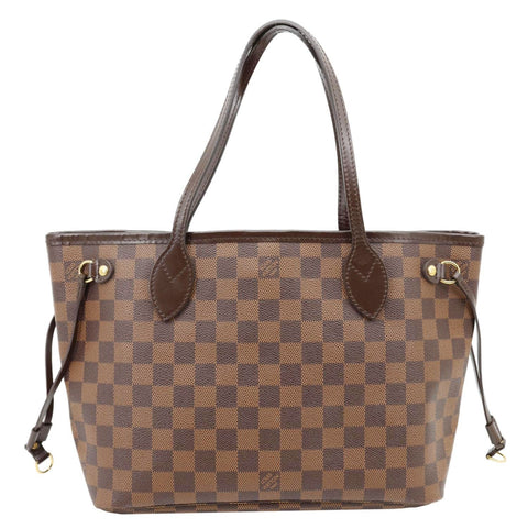 LOUIS VUITTON Neverfull PM Damier Ebene Tote Shoulder Bag Brown