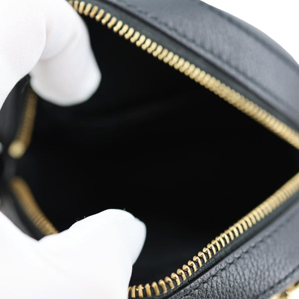 VERSACE La Medusa Mini Calfskin Leather Round Crossbody Bag Black