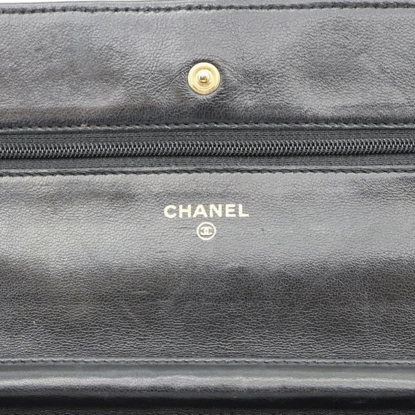 CHANEL WOC Quilted Lambskin Leather Crossbody Bag Black