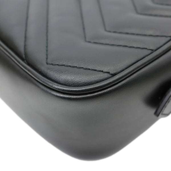 GUCCI GG Marmont Mini Matelasse Chevron Leather Camera Bag Black 634936