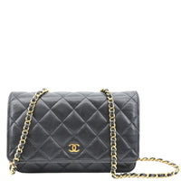CHANEL WOC Quilted Lambskin Leather Crossbody Bag Black