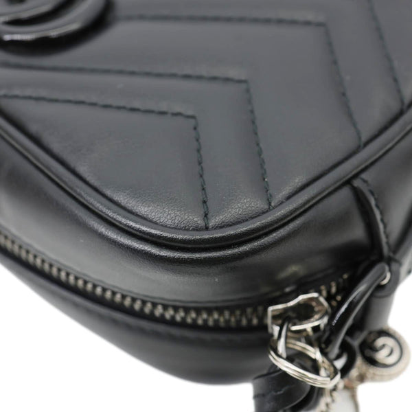GUCCI GG Marmont Mini Matelasse Chevron Leather Camera Bag Black 634936
