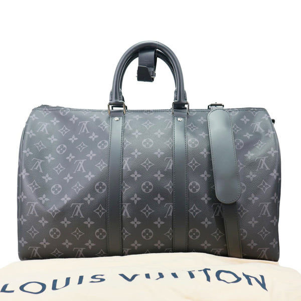 LOUIS VUITTON Keepall 45 Bandouliere Monogram Eclipse Travel Bag Black