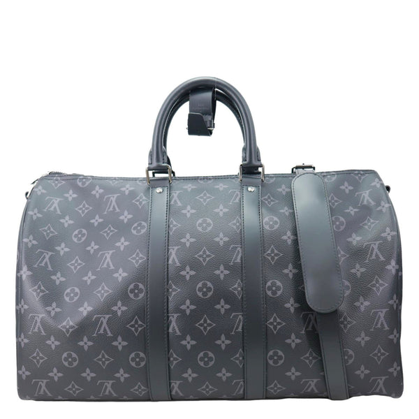 LOUIS VUITTON Keepall 45 Bandouliere Monogram Eclipse Travel Bag Black
