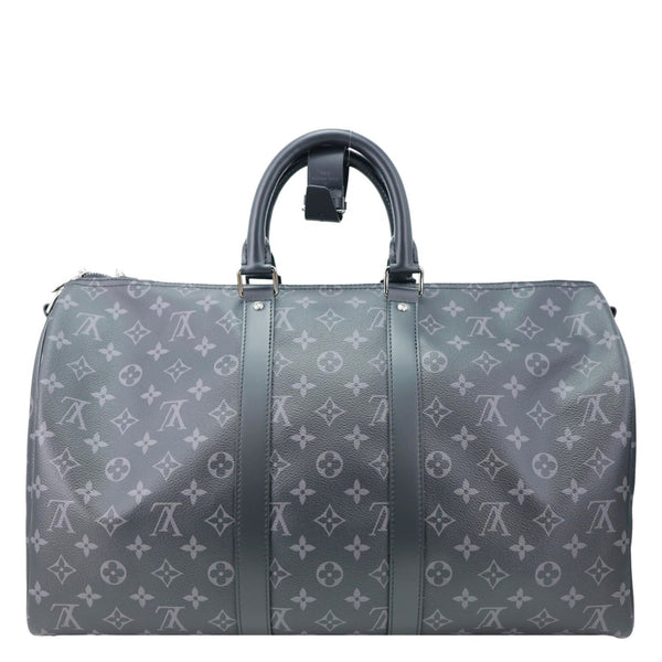 LOUIS VUITTON Keepall 45 Bandouliere Monogram Eclipse Travel Bag Black