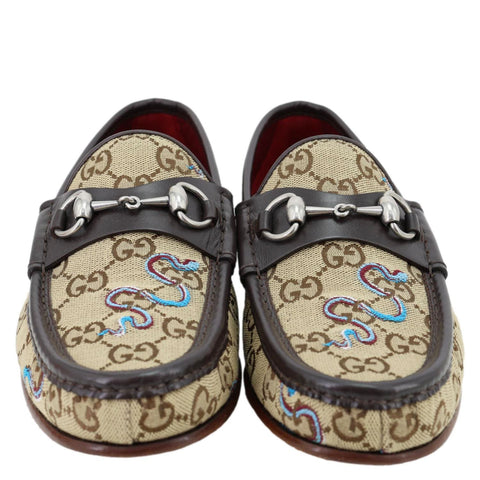 GUCCI Horsebit GG Supreme Loafers Size 6.5 Beige