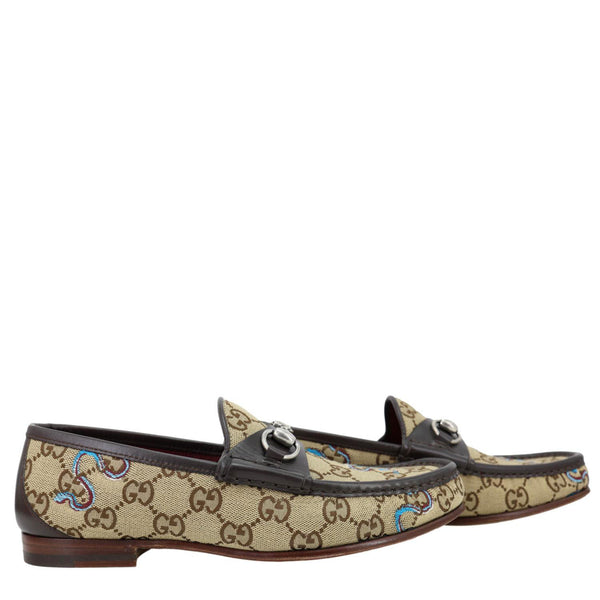 GUCCI Horsebit GG Supreme Loafers Size 6.5 Beige