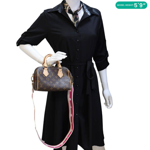 LOUIS VUITTON Speedy 20 Bandouliere Monogram Canvas Shoulder Bag Brown