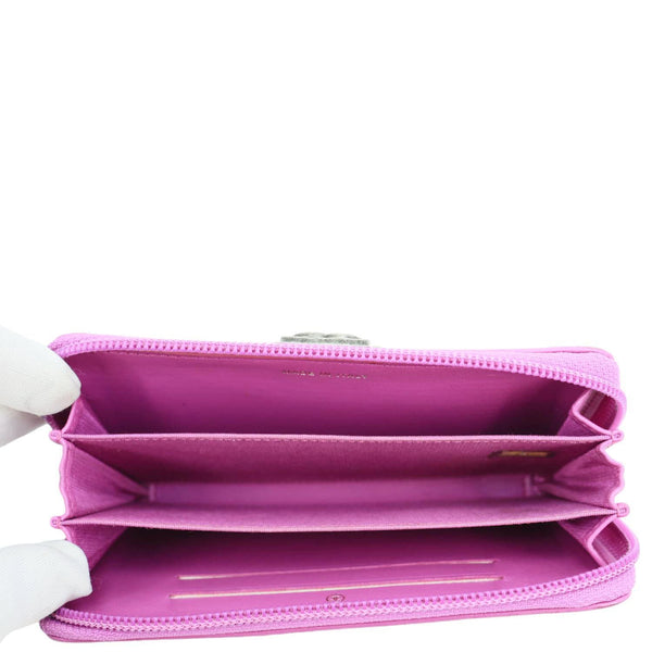 Chanel  Boy Quilted Leather Zip Around Wallet Purple