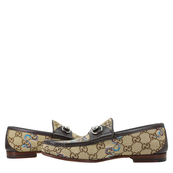 GUCCI Horsebit GG Supreme Loafers Size 6.5 Beige