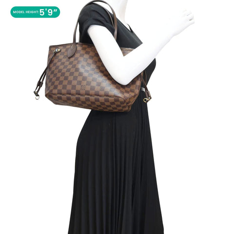 LOUIS VUITTON Neverfull PM Damier Ebene Tote Shoulder Bag Brown