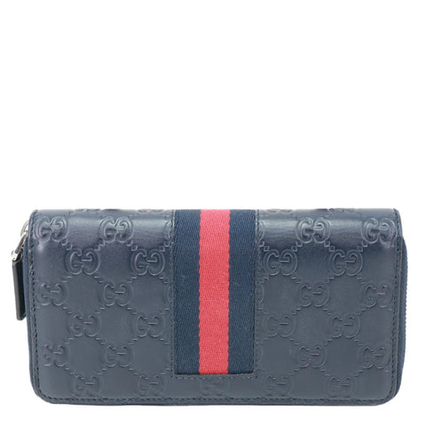 GUCCI GG Leather Zippy Wallet Navy Blue