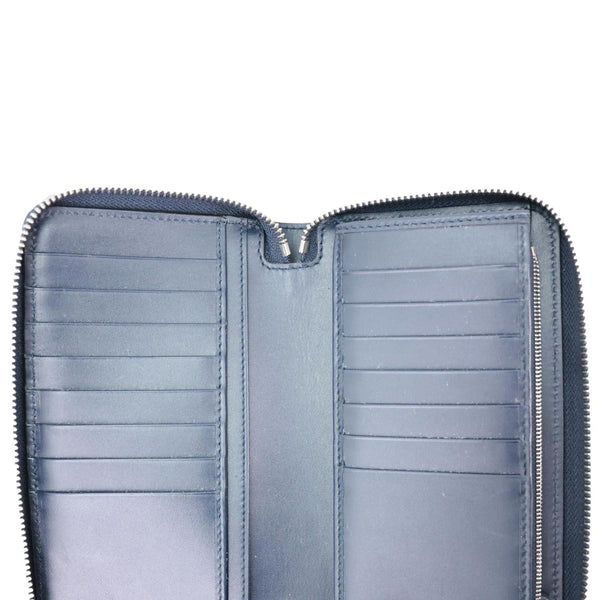 GUCCI GG Leather Zippy Wallet Navy Blue