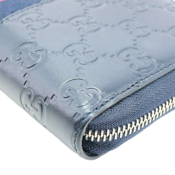 GUCCI GG Leather Zippy Wallet Navy Blue