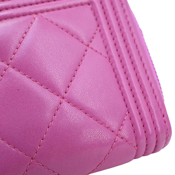 Chanel  Boy Quilted Leather Zip Around Wallet Purple