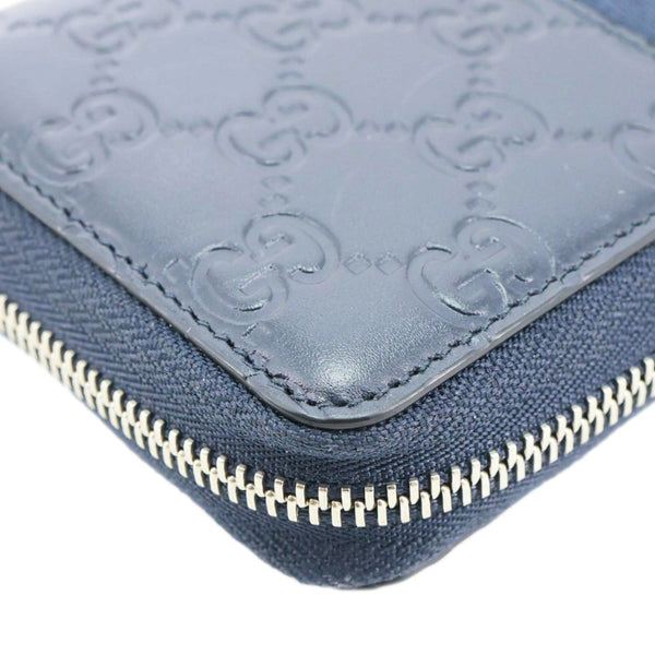 GUCCI GG Leather Zippy Wallet Navy Blue