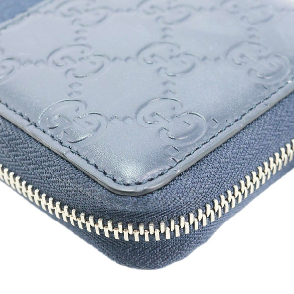 GUCCI GG Leather Zippy Wallet Navy Blue